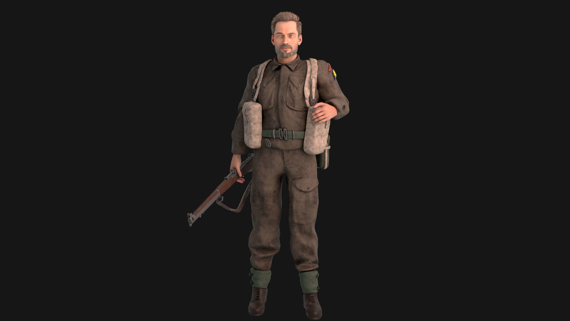 WW2 Soldier Rigged Low-poly 3D model_12