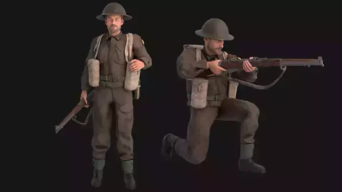 WW2  Soldier  Rigged