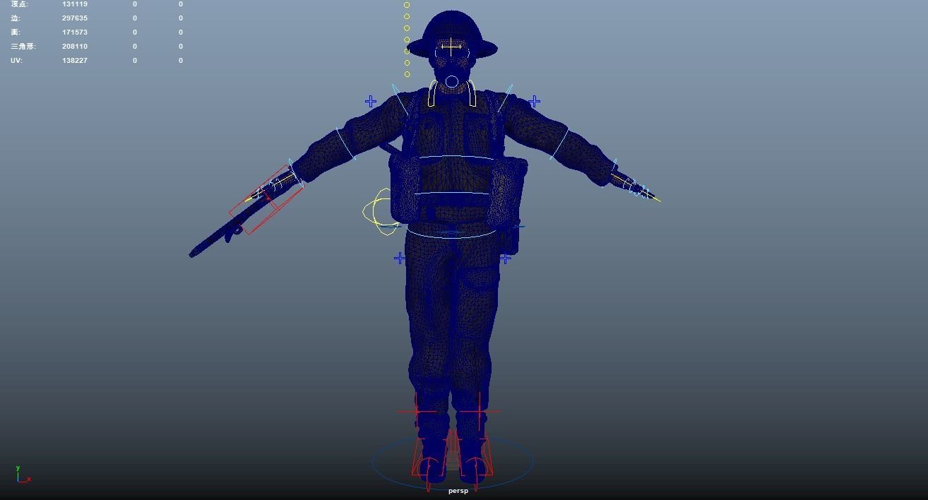 WW2 Soldier Rigged Low-poly 3D model_16