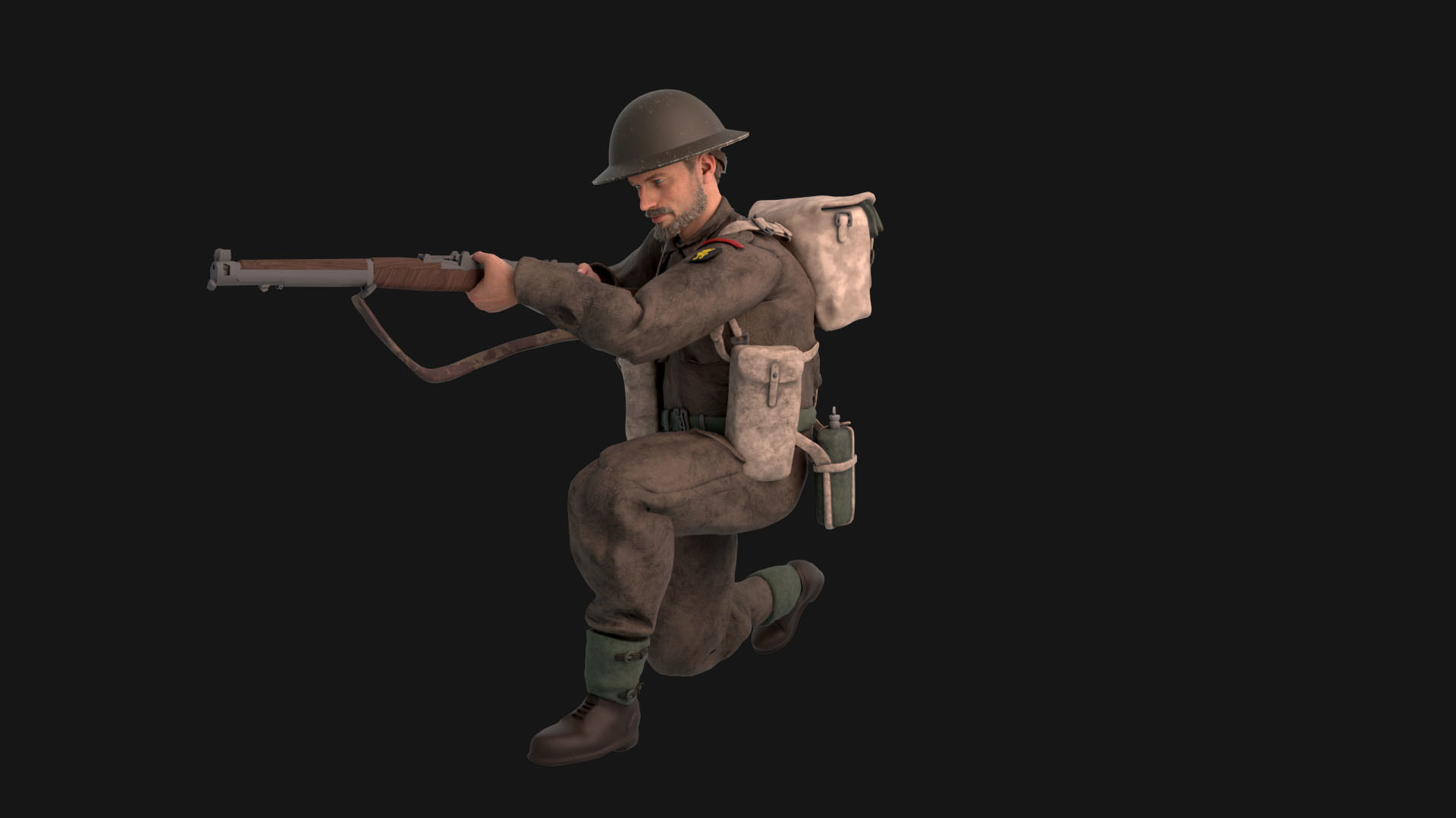 WW2 Soldier Rigged Low-poly 3D model_13