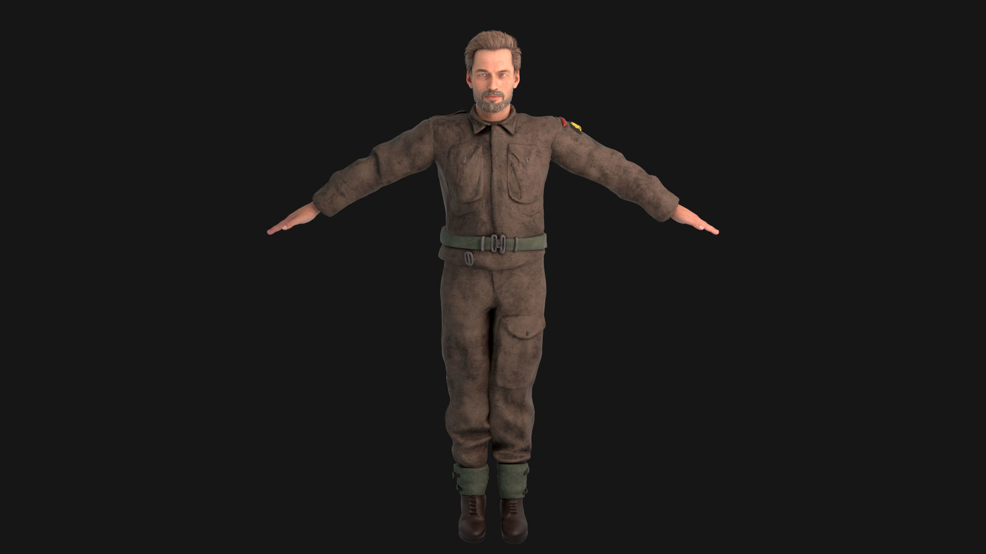 WW2 Soldier Rigged Low-poly 3D model_4