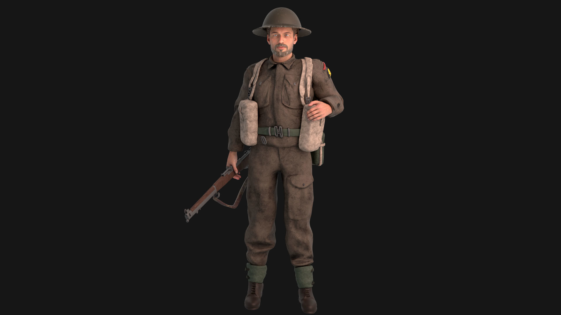 WW2 Soldier Rigged Low-poly 3D model_11
