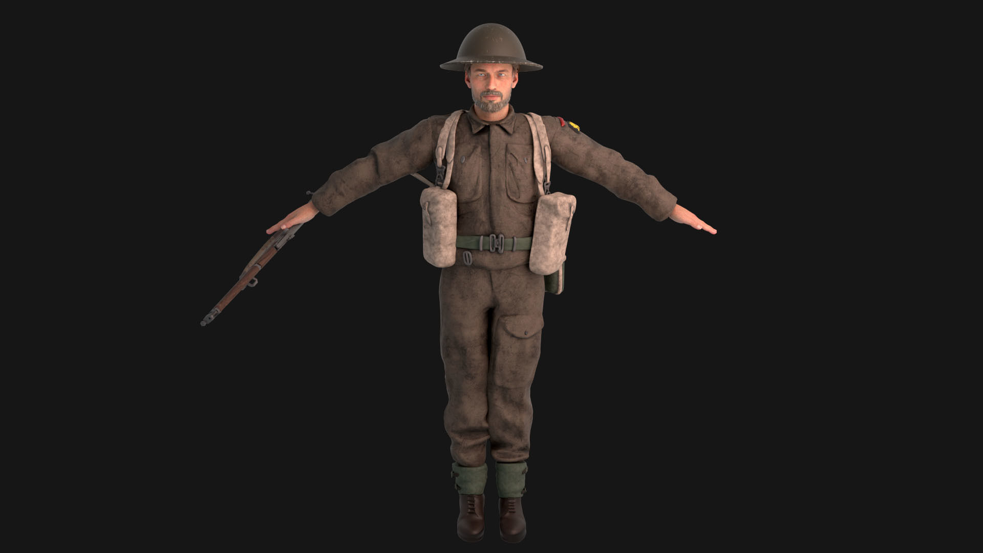 WW2 Soldier Rigged Low-poly 3D model_1