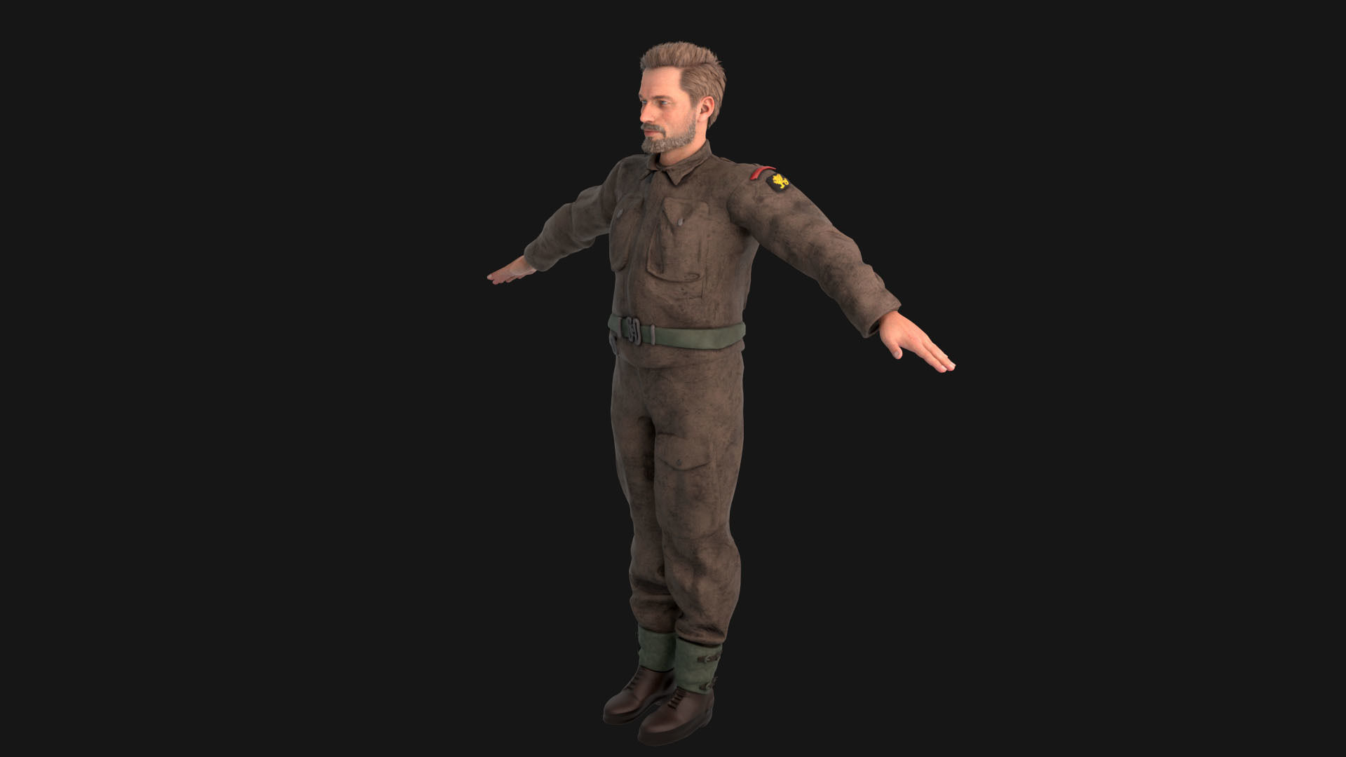 WW2 Soldier Rigged Low-poly 3D model_5