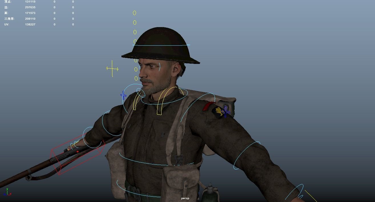 WW2 Soldier Rigged Low-poly 3D model_21