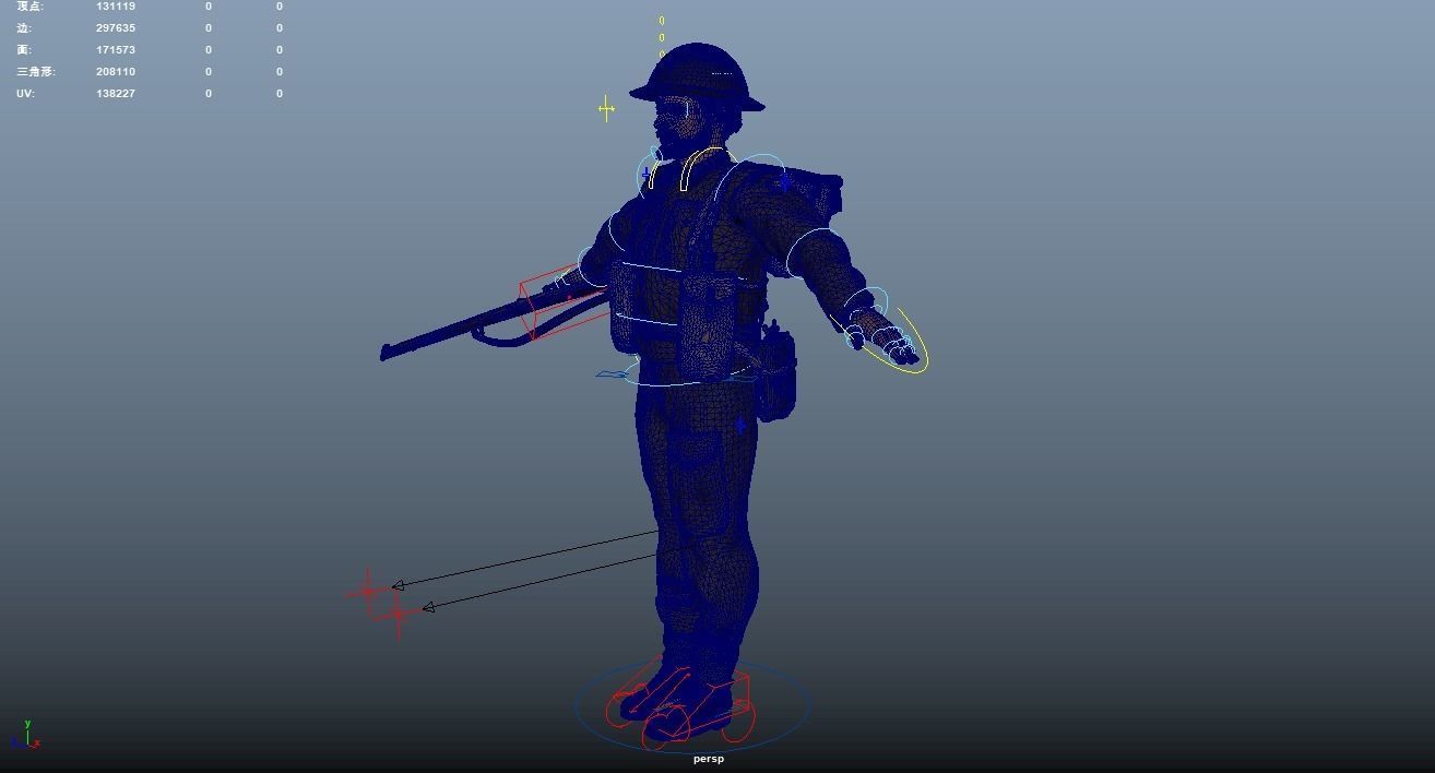 WW2 Soldier Rigged Low-poly 3D model_18