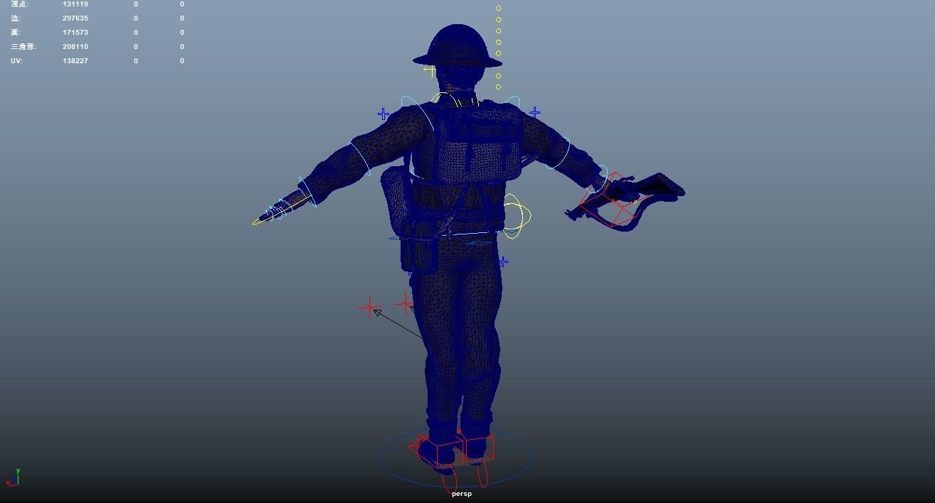 WW2 Soldier Rigged Low-poly 3D model_20