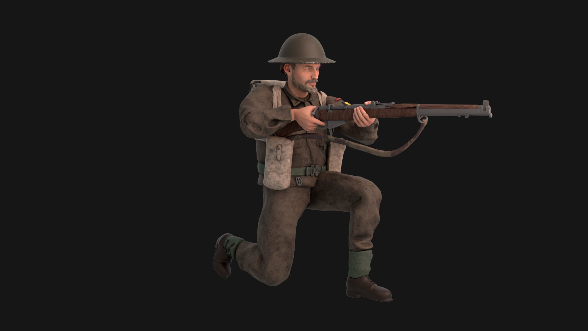 WW2 Soldier Rigged Low-poly 3D model_14