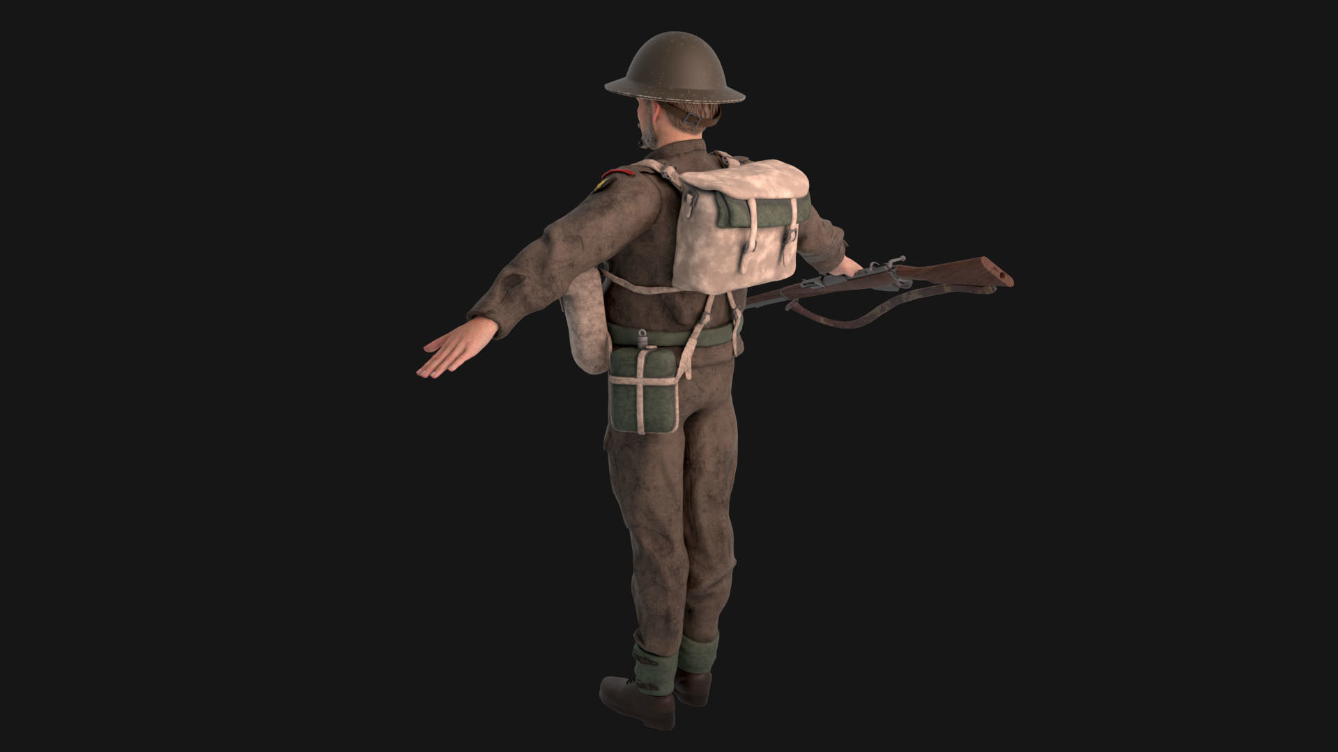 WW2 Soldier Rigged Low-poly 3D model_3