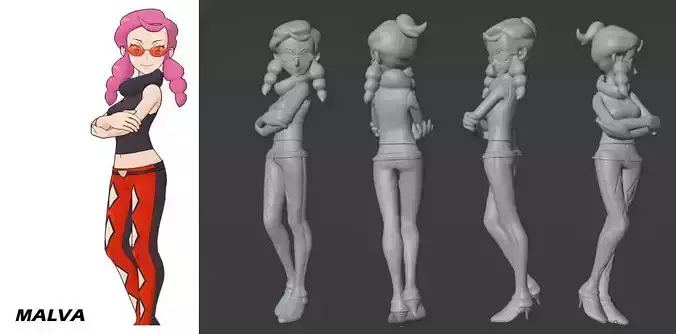 Pokemon Anime Elite Four Malva 3D print model 