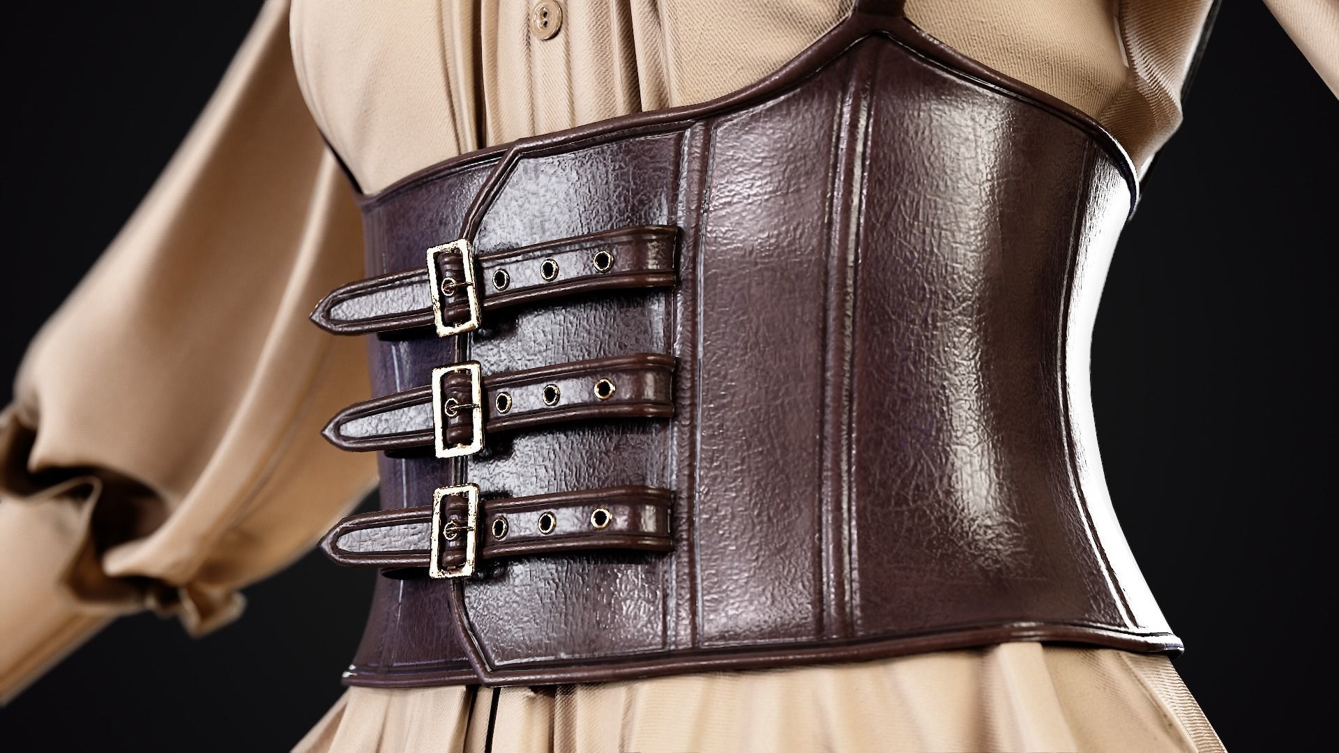 Low Poly Vintage Women outfit 02 Low-poly 3D model_6