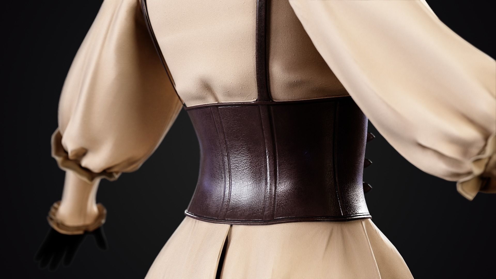 Low Poly Vintage Women outfit 02 Low-poly 3D model_8