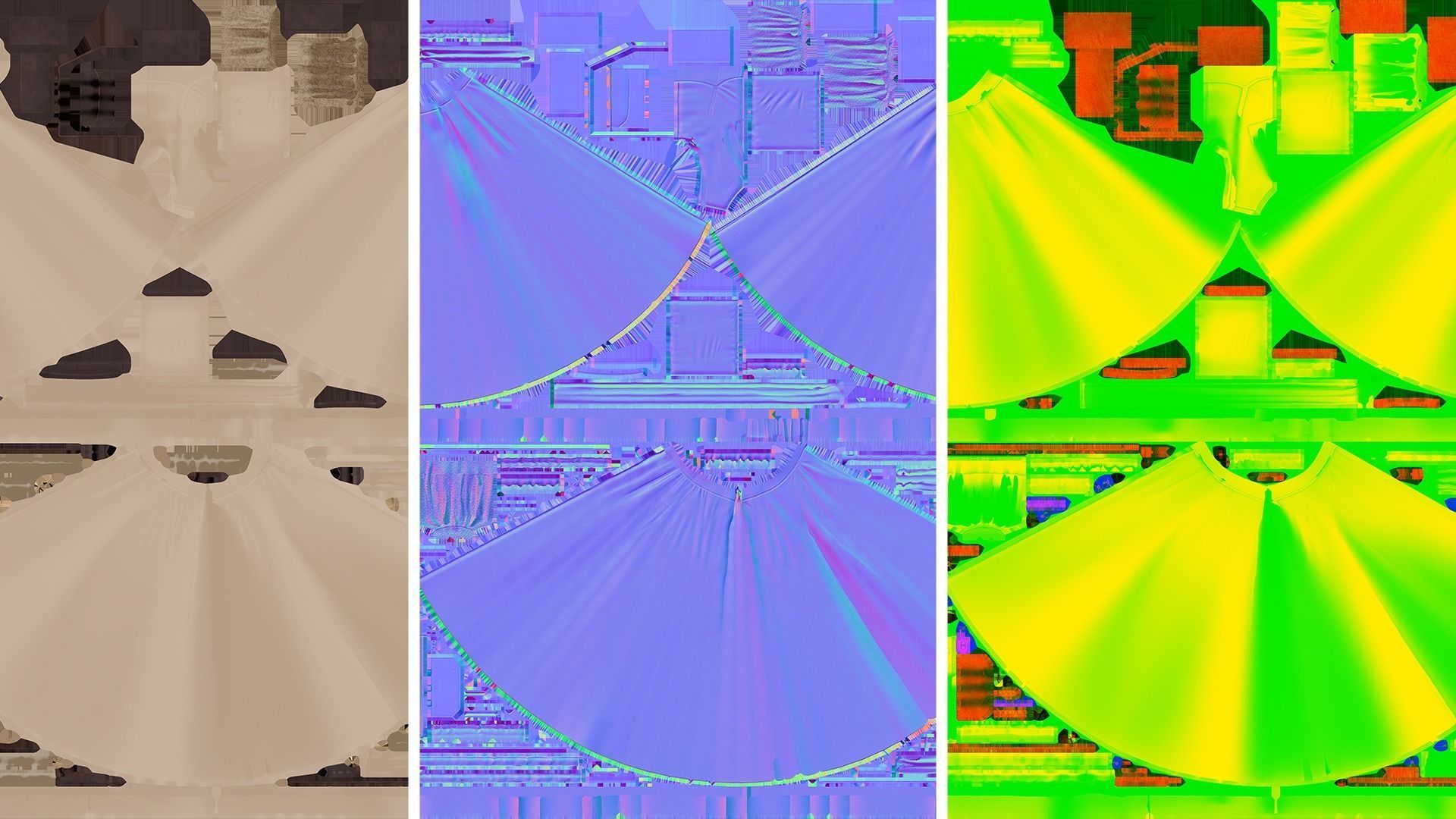 Low Poly Vintage Women outfit 02 Low-poly 3D model_13