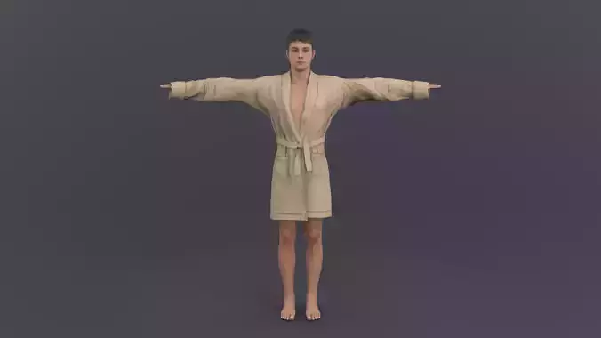 Bathrobe Male Rigged Low-poly 3D model