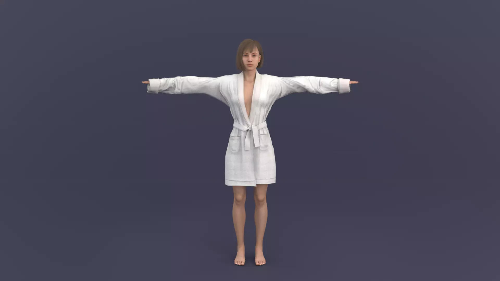 Bathrobe Girl Rigged Low-poly 3D model