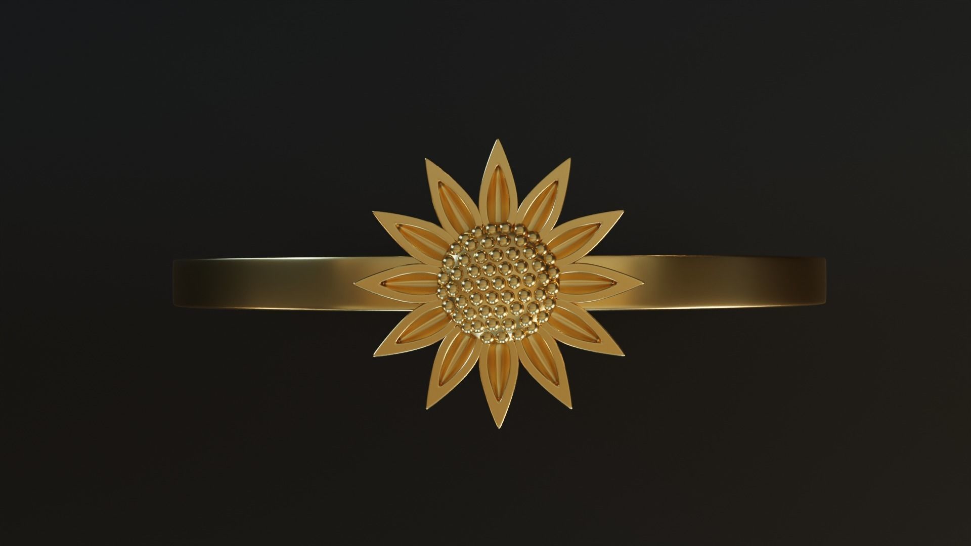 Sunflower Ring 3D print model_4