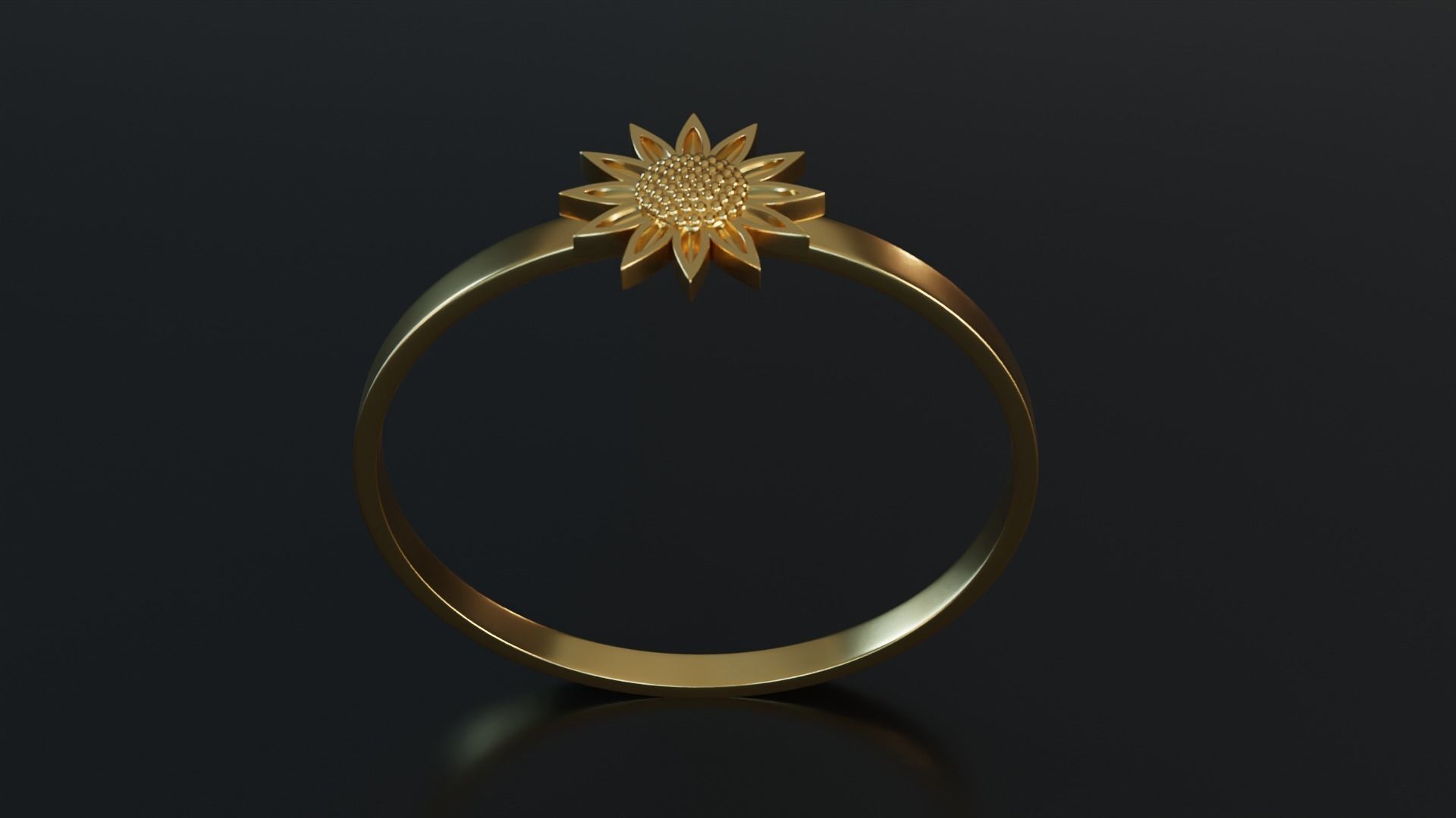 Sunflower Ring 3D print model_2