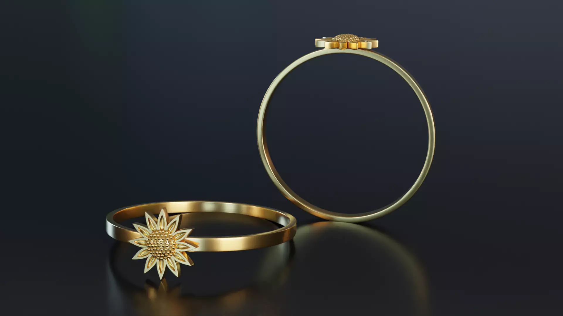 Sunflower Ring 3D print model_0
