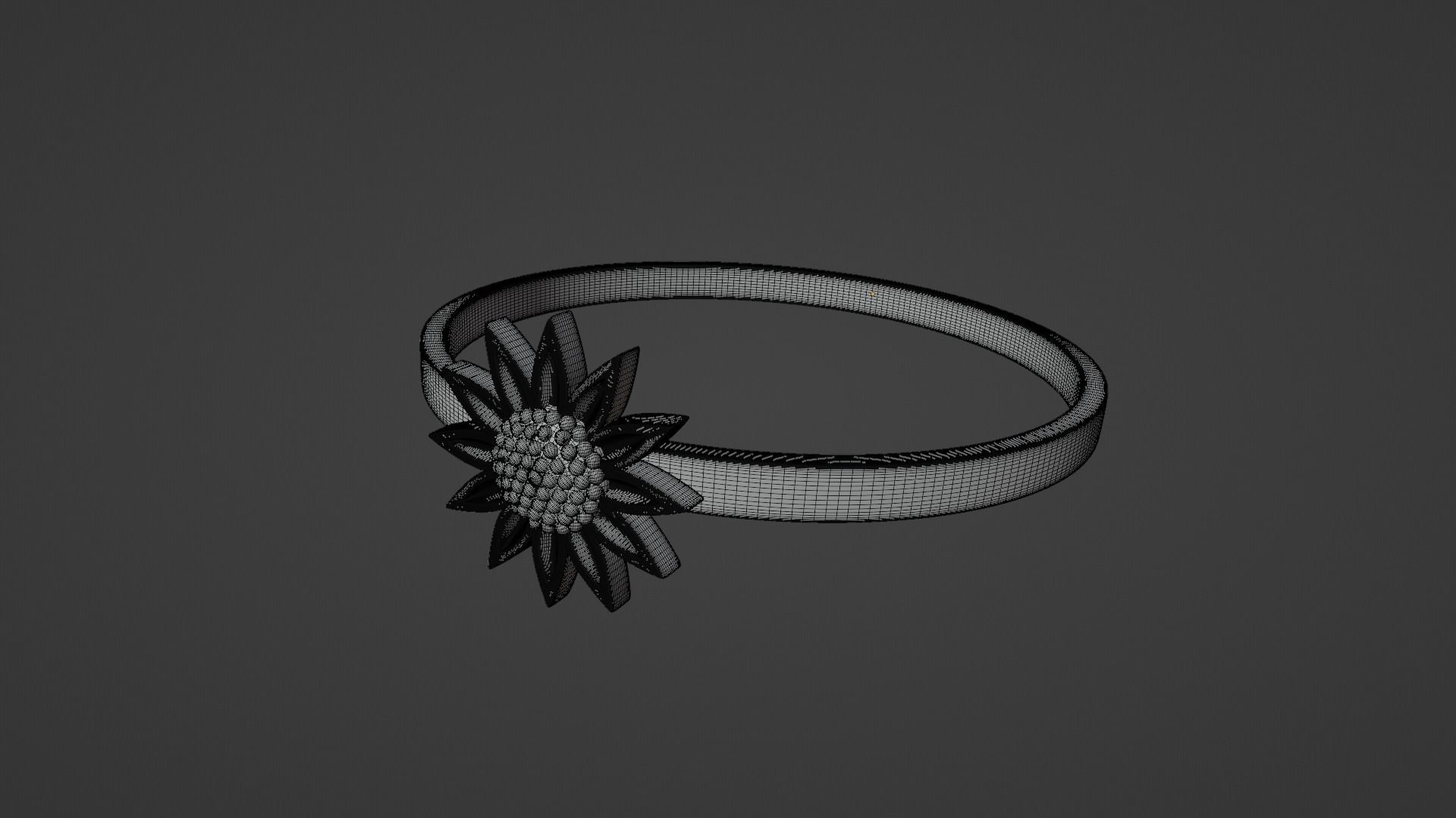 Sunflower Ring 3D print model_9