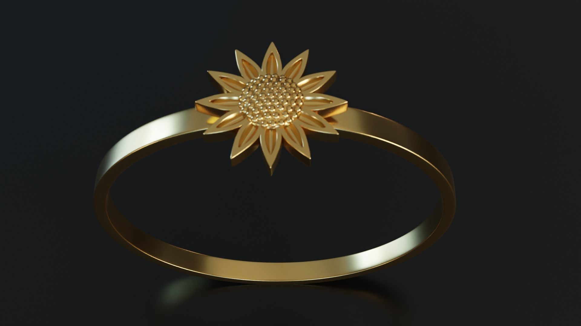 Sunflower Ring 3D print model_6