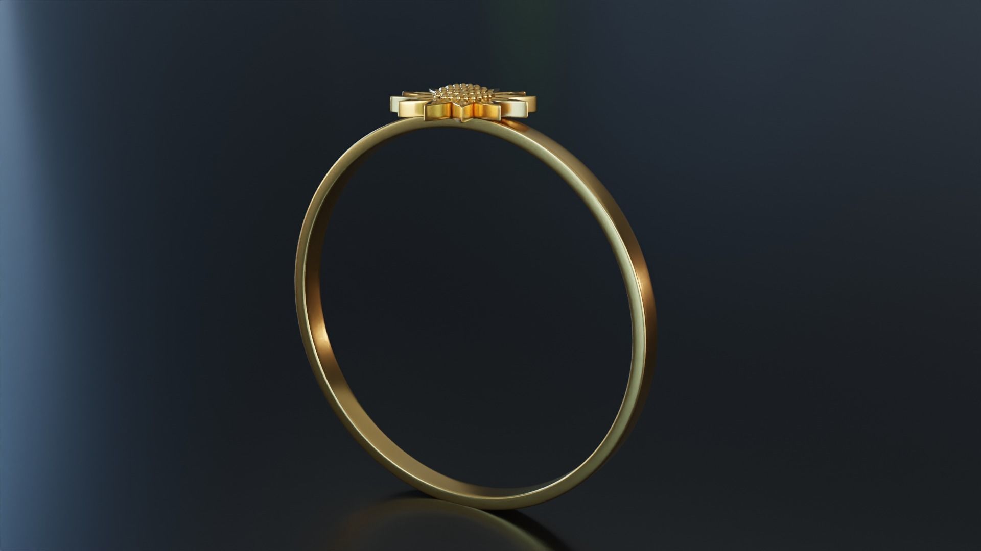 Sunflower Ring 3D print model_5