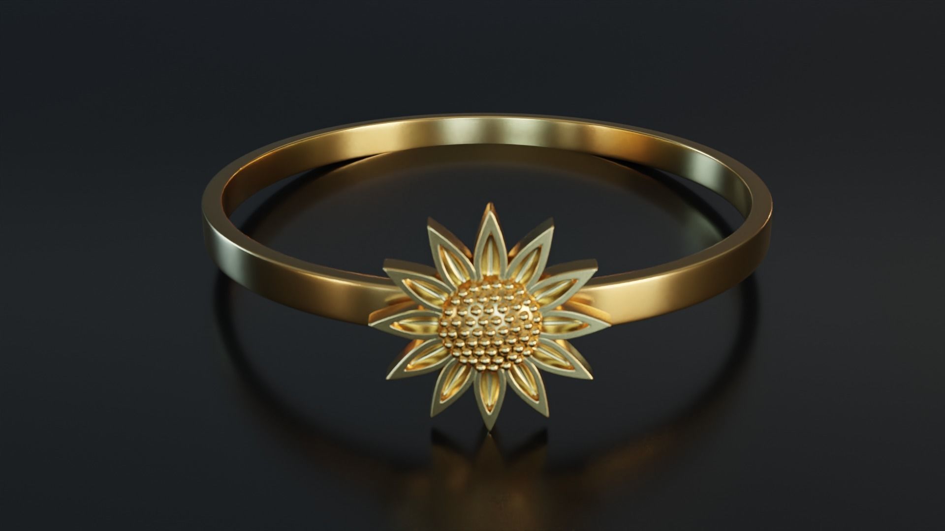 Sunflower Ring 3D print model_1