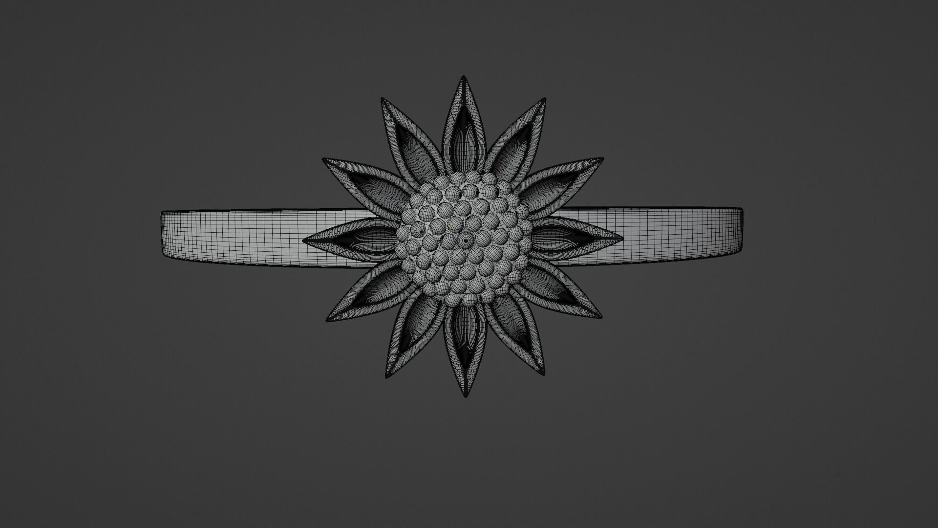 Sunflower Ring 3D print model_8