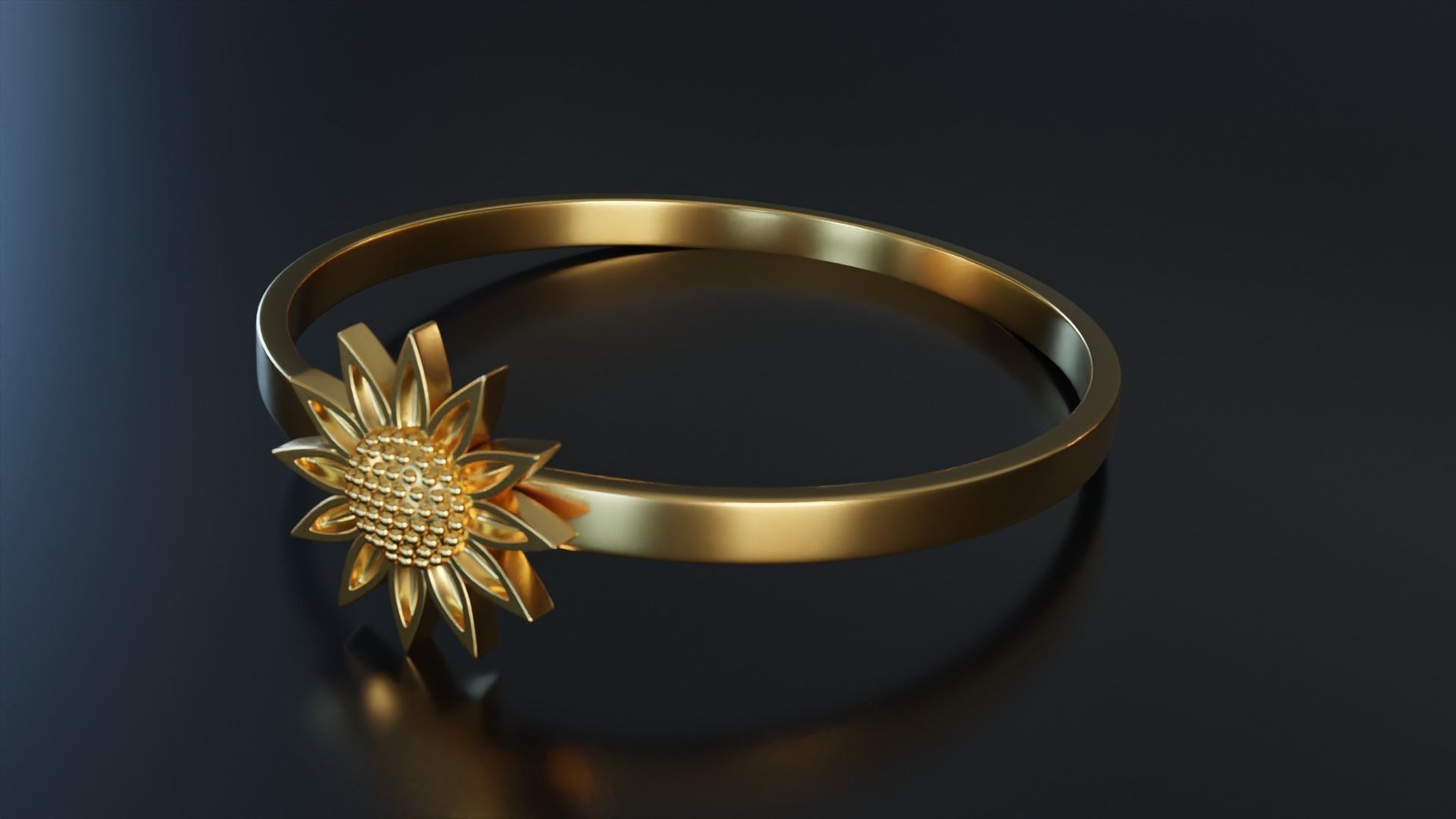 Sunflower Ring 3D print model_3