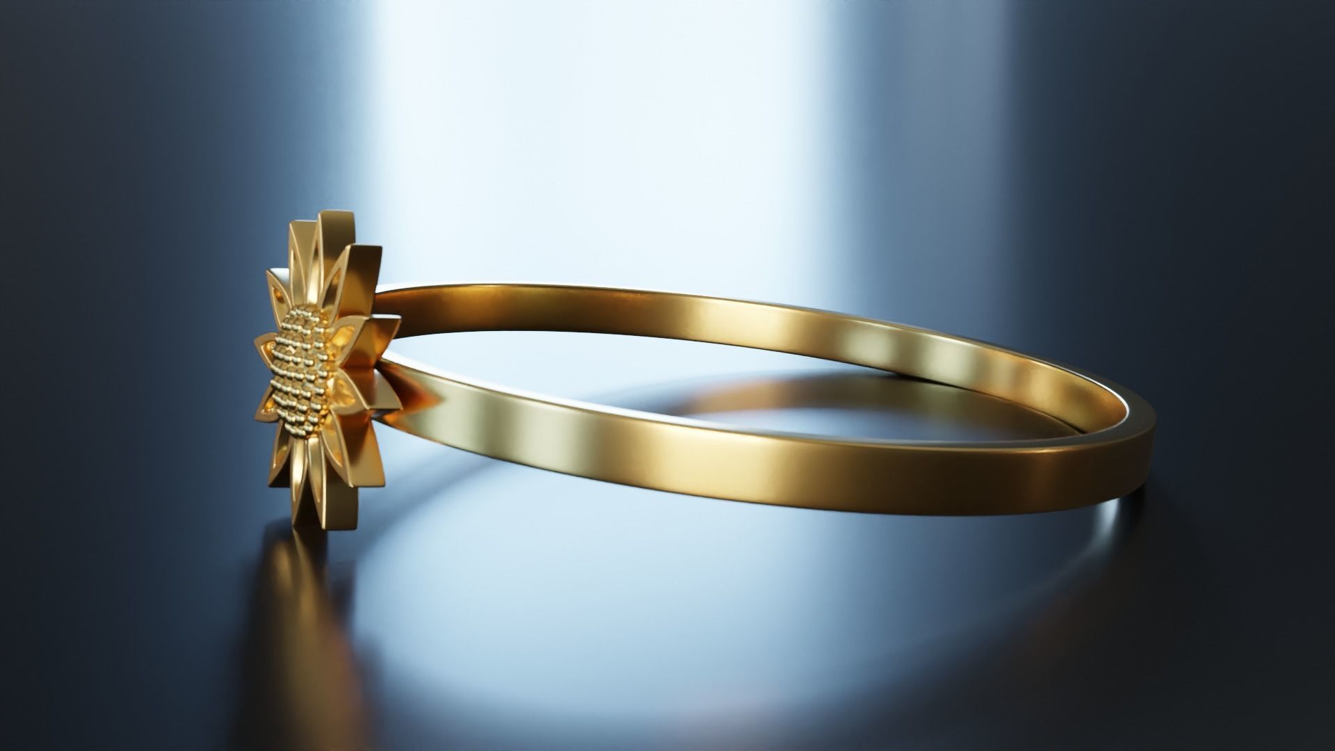 Sunflower Ring 3D print model_7