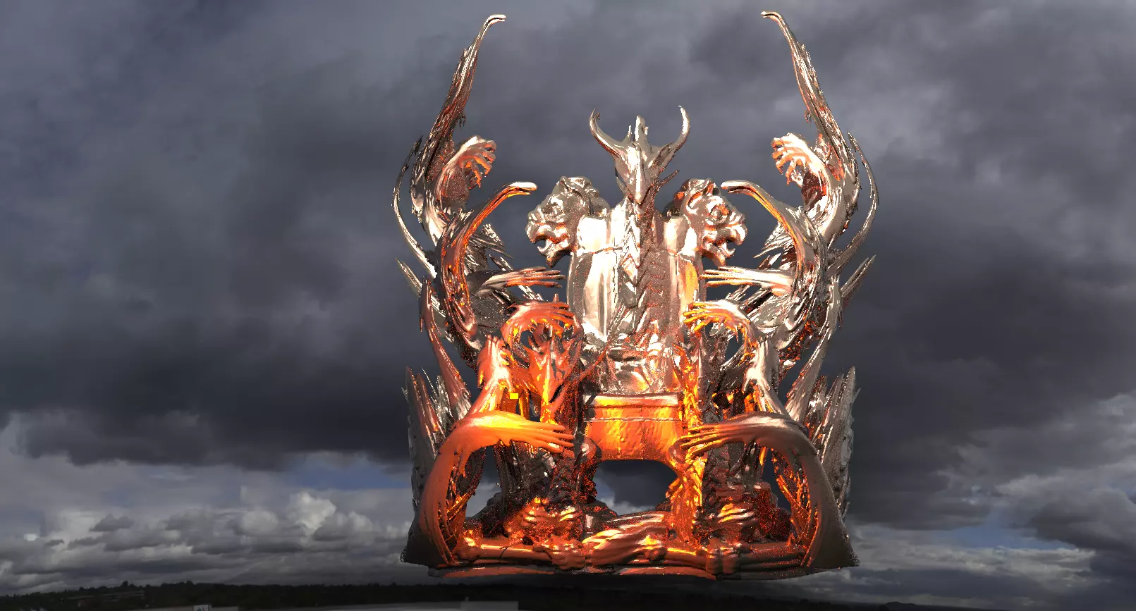 Gold Underworld throne 3D model_0