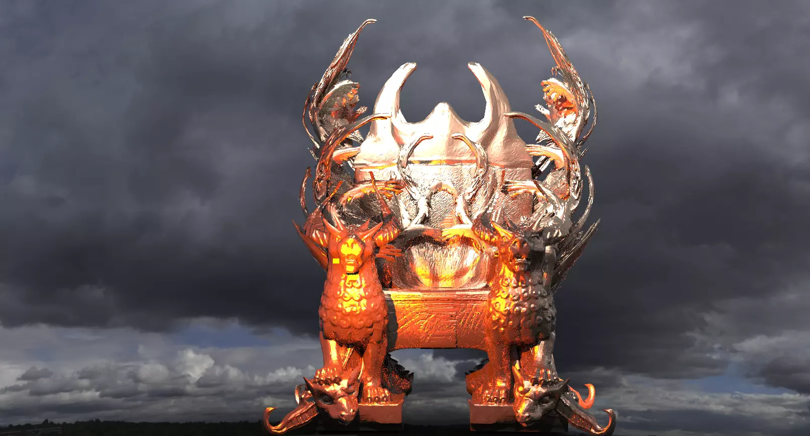 Gold Underworld throne 2 3D model