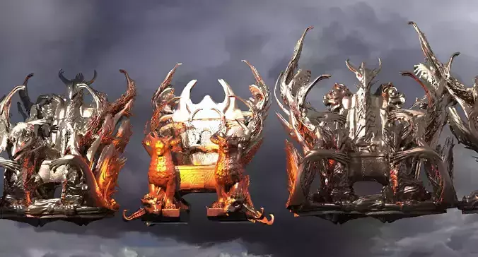 Gold Underworld throne Collection 1  3D model