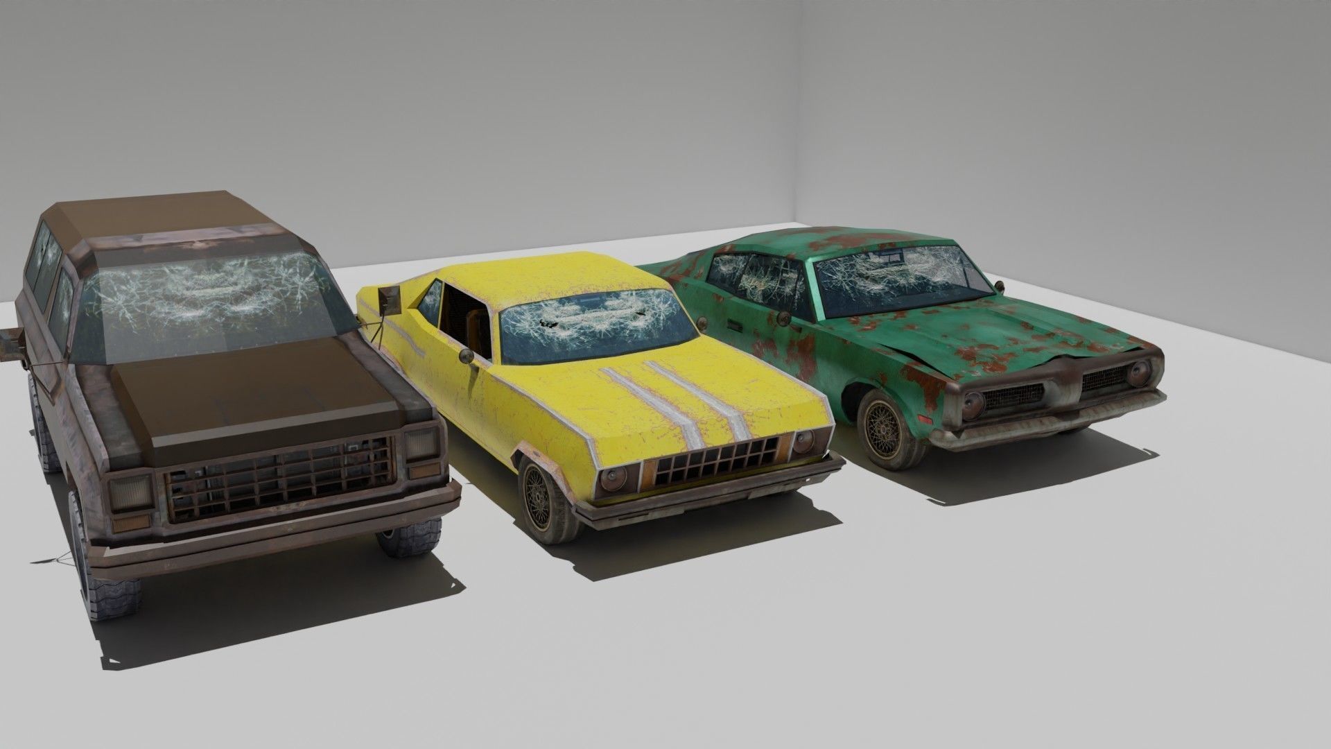 Shanty Car Garage Pack Low-poly 3D model_3