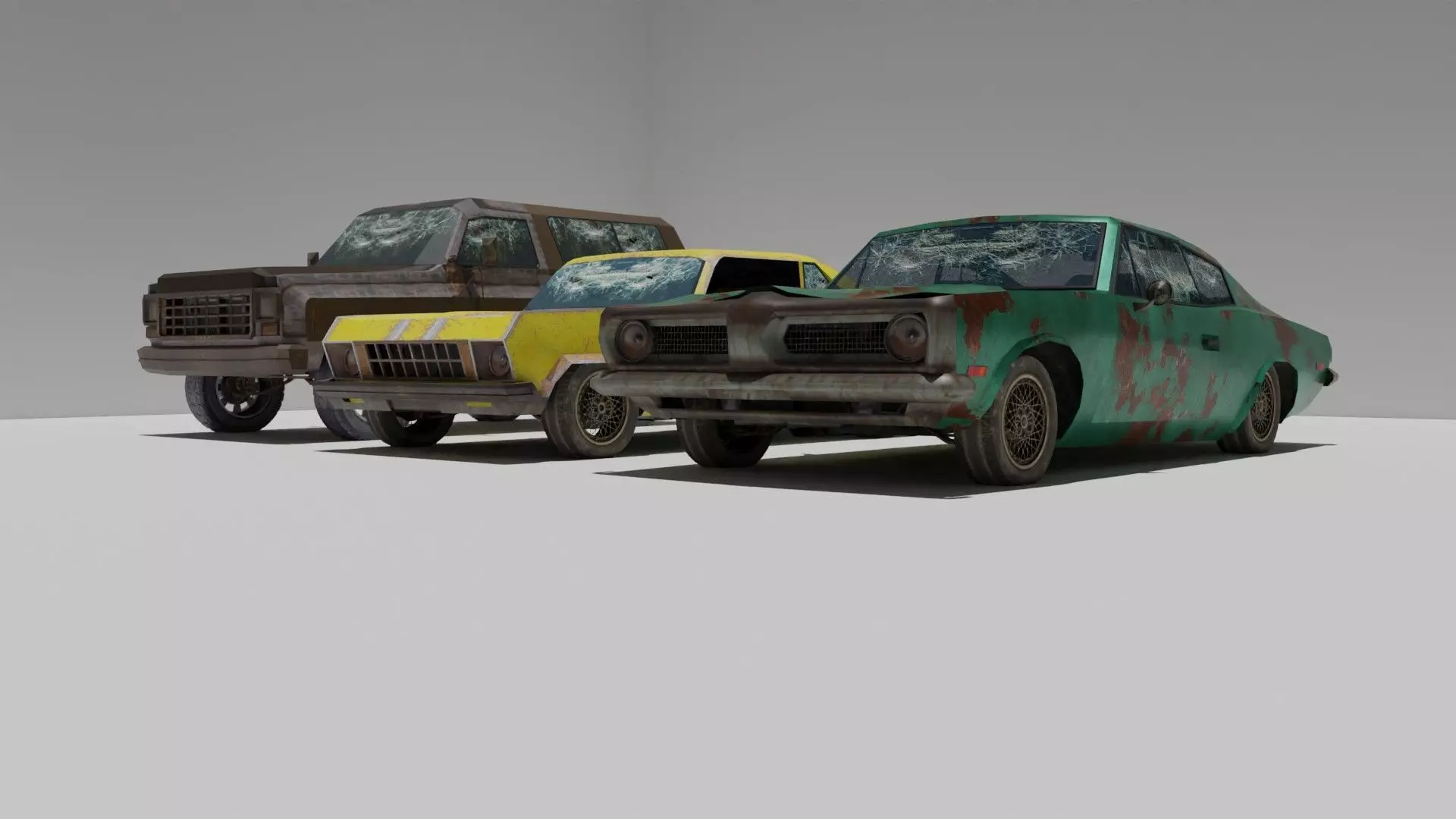 Shanty Car Garage Pack Low-poly 3D model_0