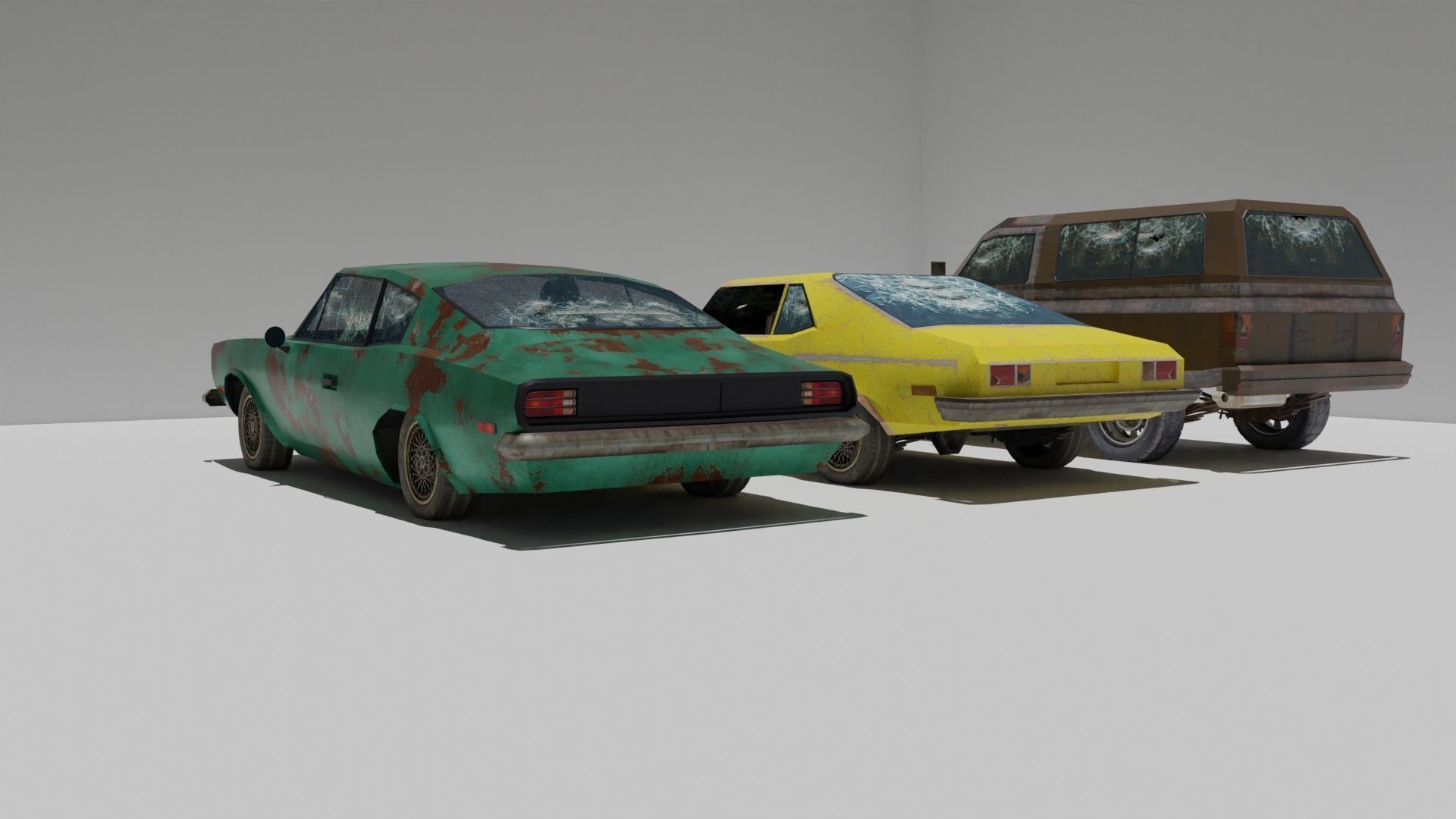 Shanty Car Garage Pack Low-poly 3D model_4