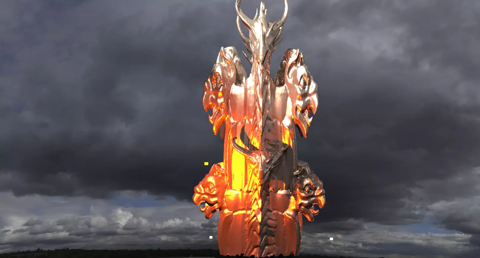 Gold Underworld throne pillar 1 3D model