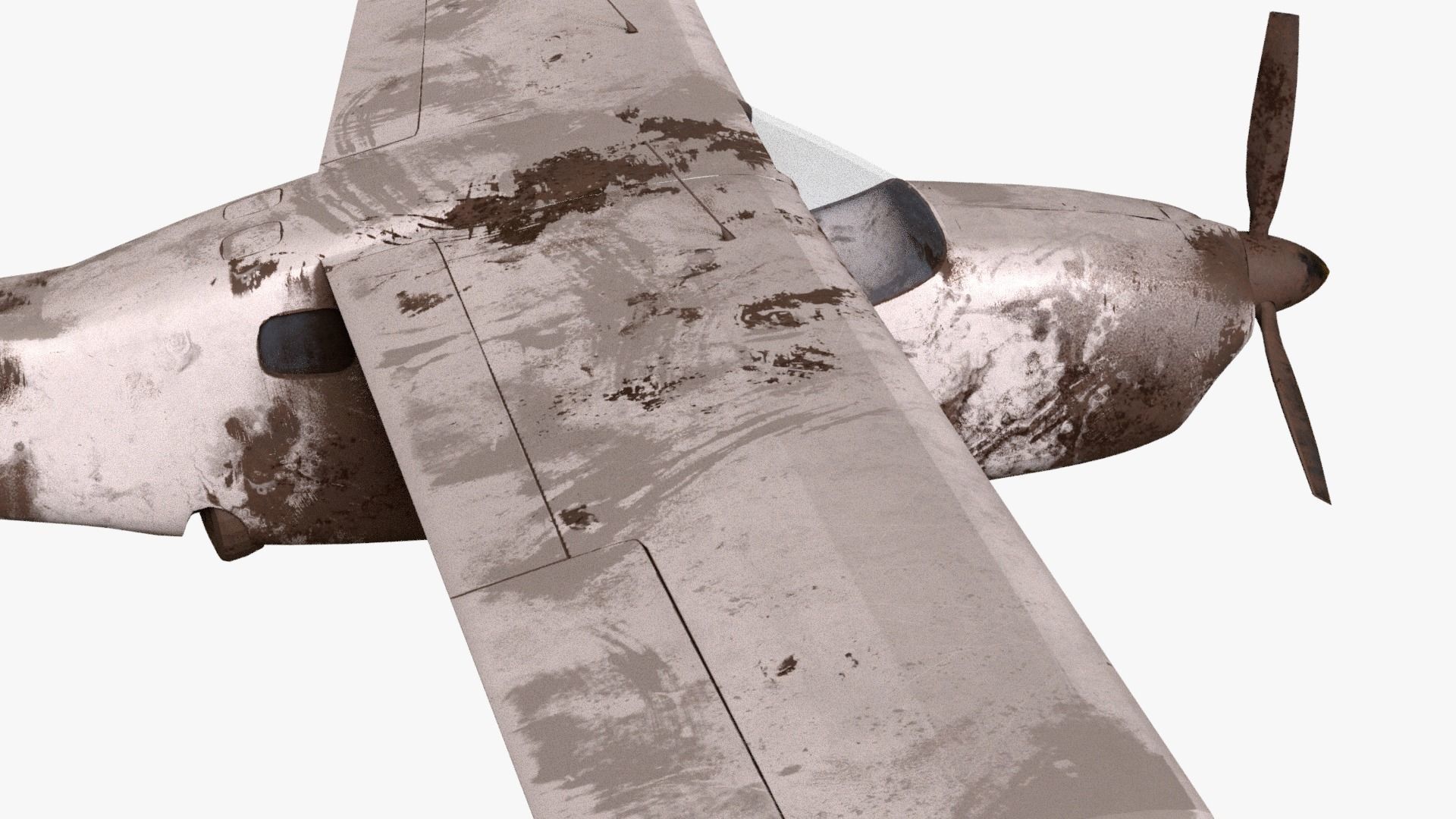 8K realistic destroyed propeller plane collections Low-poly 3D model_43