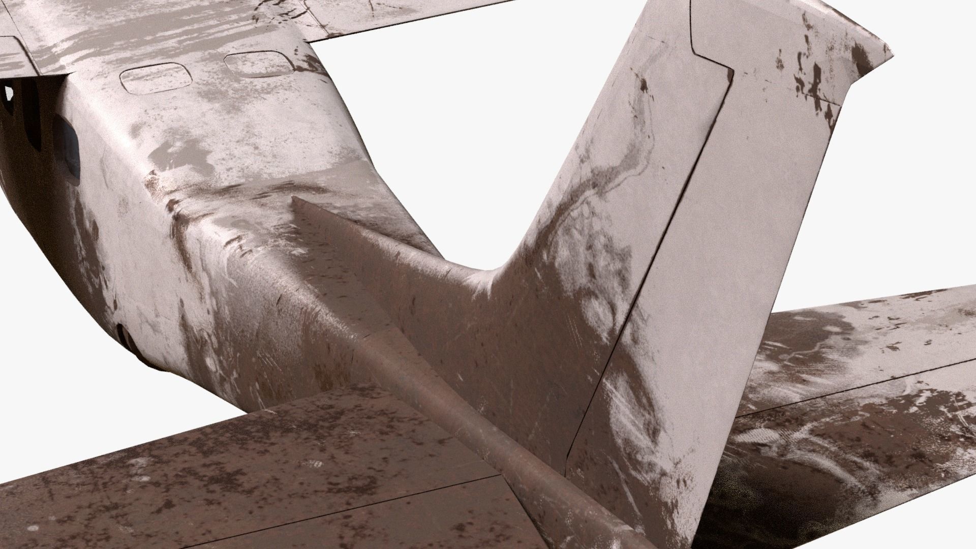 8K realistic destroyed propeller plane collections Low-poly 3D model_38