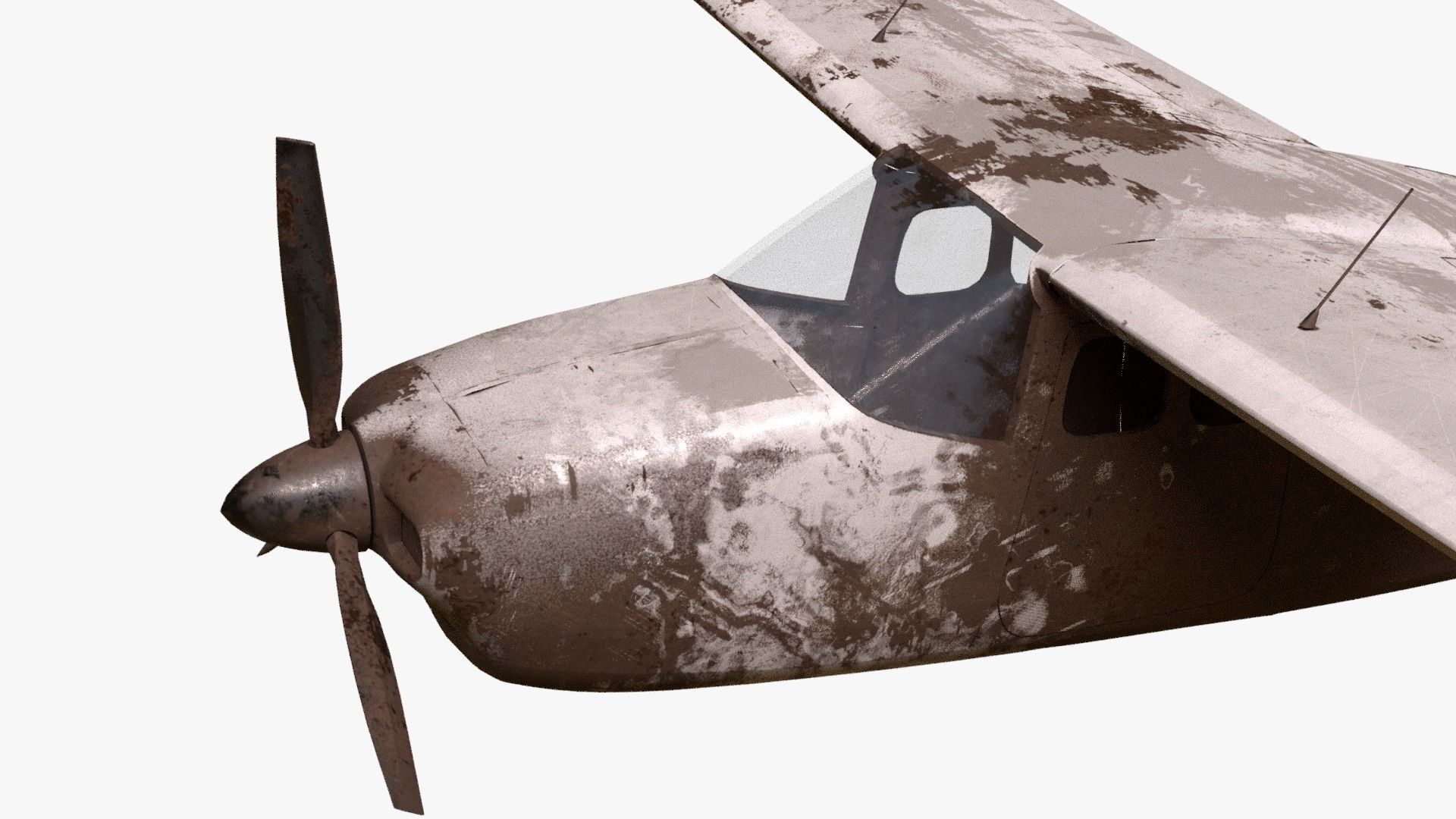 8K realistic destroyed propeller plane collections Low-poly 3D model_24