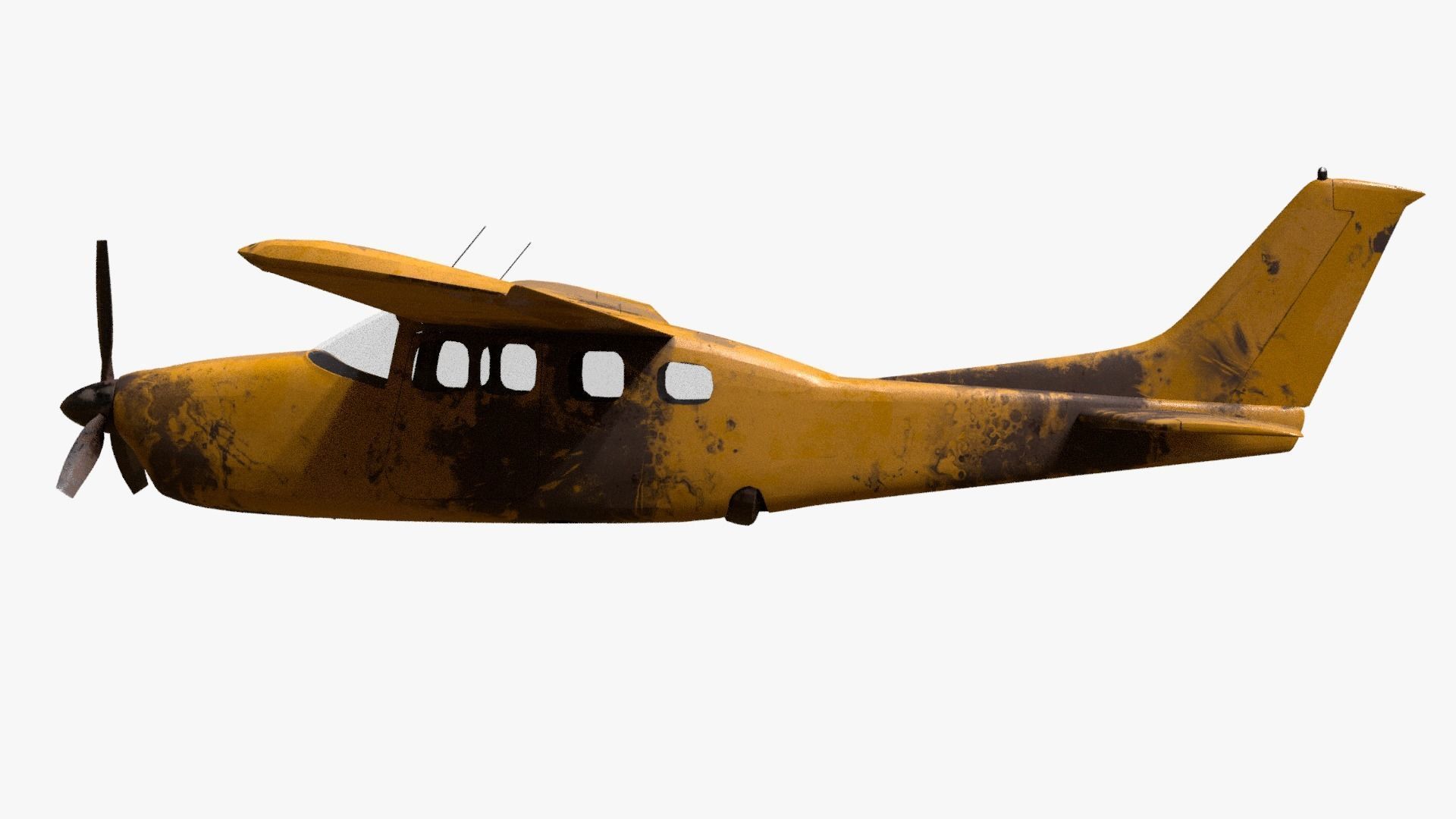 8K realistic destroyed propeller plane collections Low-poly 3D model_5