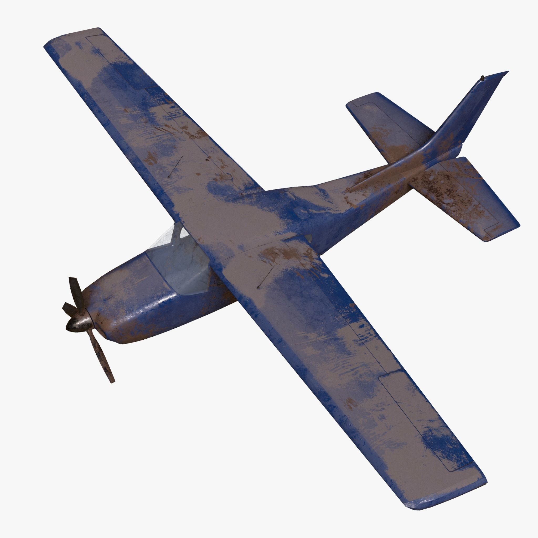 8K realistic destroyed propeller plane collections Low-poly 3D model_45