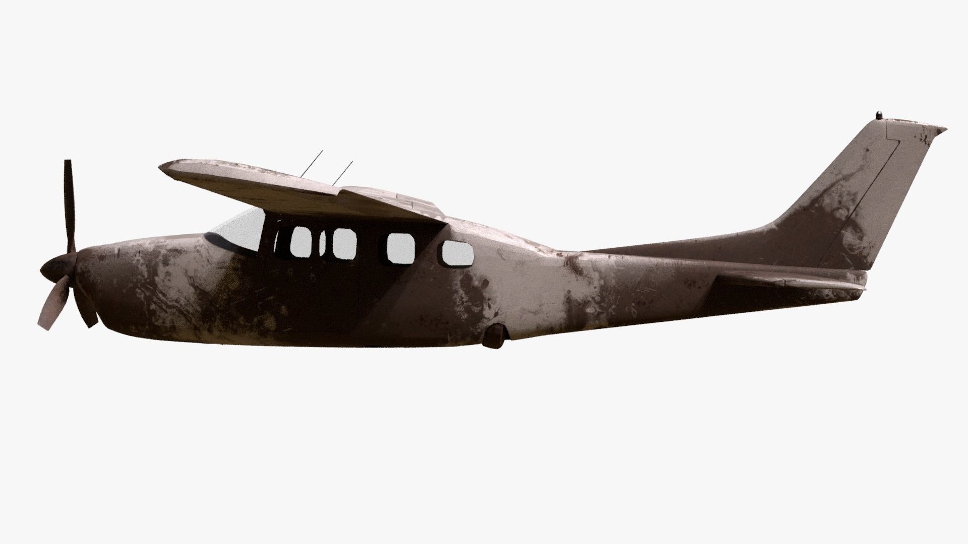 8K realistic destroyed propeller plane collections Low-poly 3D model_7