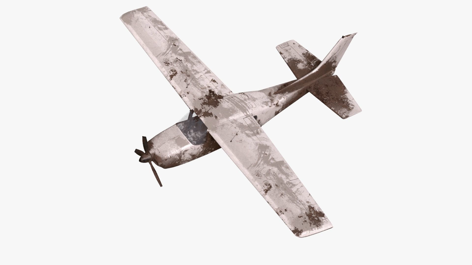 8K realistic destroyed propeller plane collections Low-poly 3D model_3