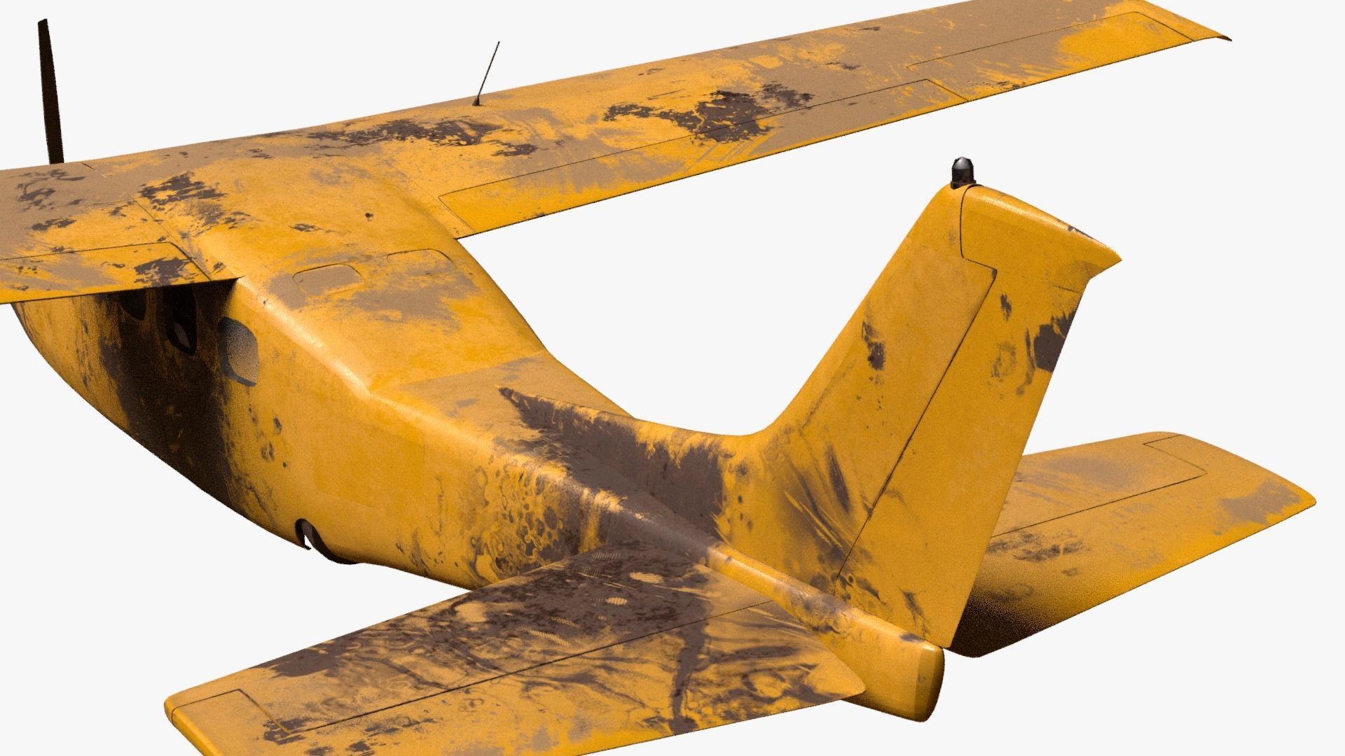 8K realistic destroyed propeller plane collections Low-poly 3D model_30