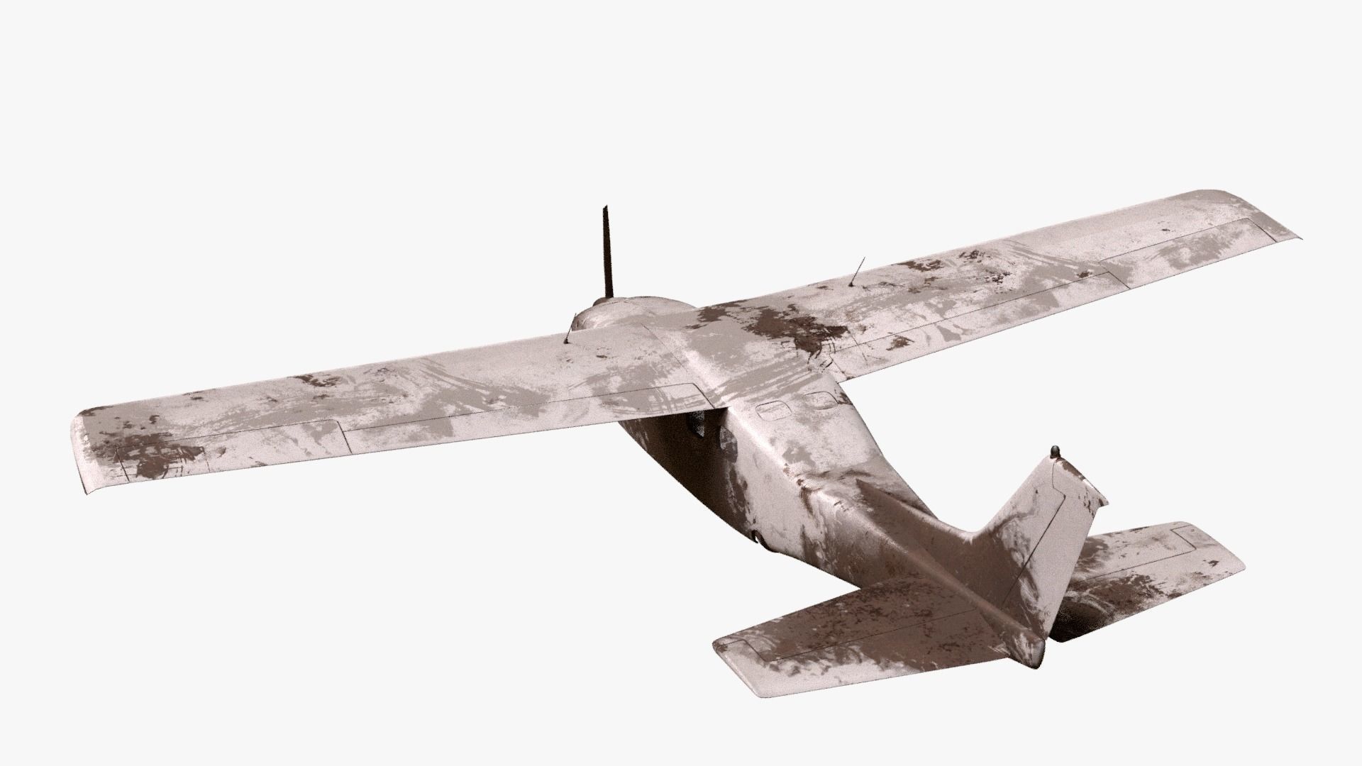 8K realistic destroyed propeller plane collections Low-poly 3D model_11