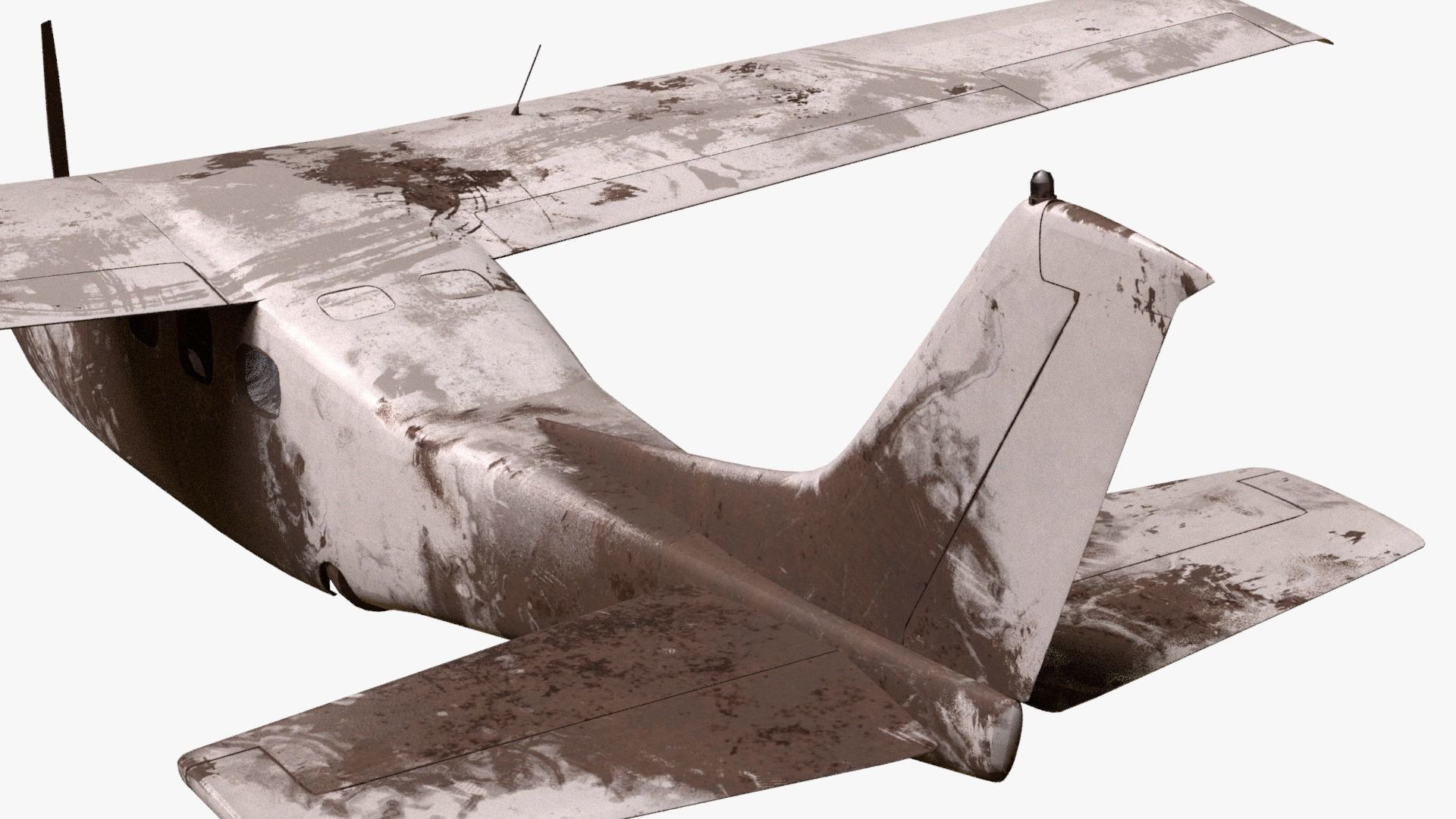 8K realistic destroyed propeller plane collections Low-poly 3D model_31