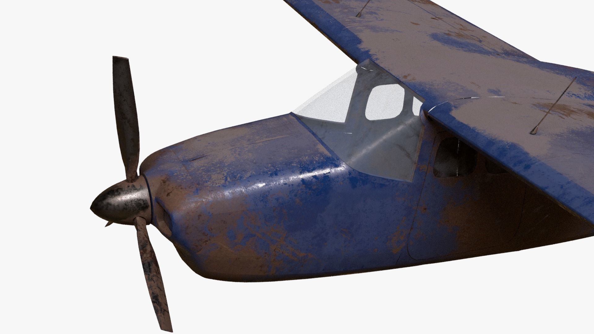8K realistic destroyed propeller plane collections Low-poly 3D model_21