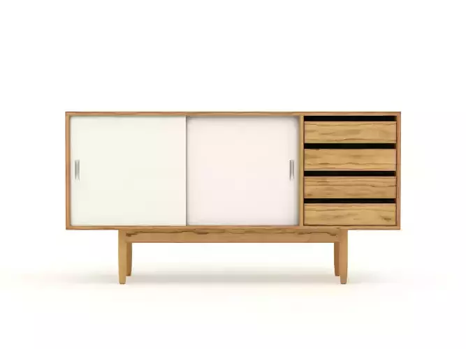 Low Poly Mid Century Wooden Sideboard Low-poly 3D model