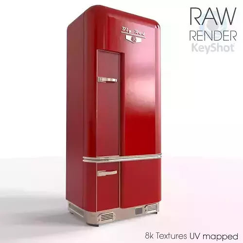 Fridge Red Classic  Low-poly 3D model