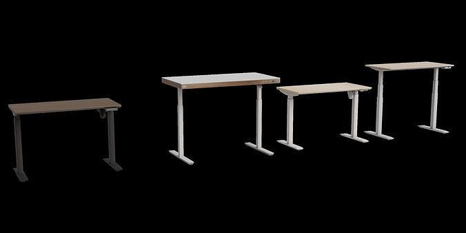 Set Of 4 Electric Height Adjustable Standing Desks Low-poly 3D model